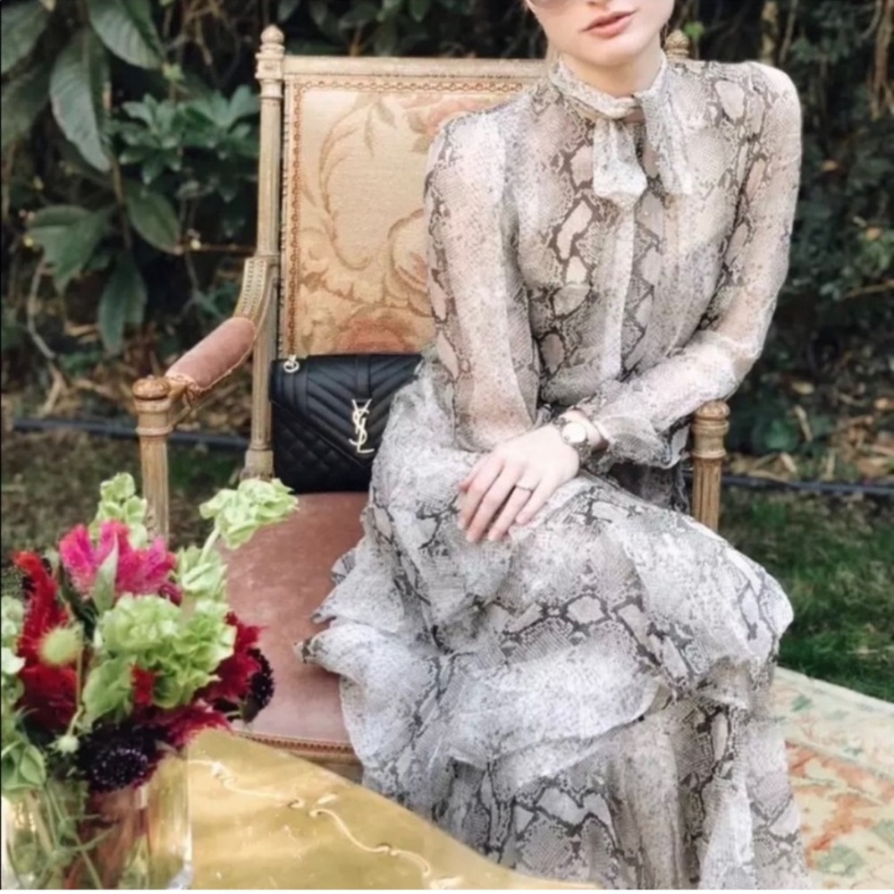 Zimmermann Neutral Snake-Print Midi Dress